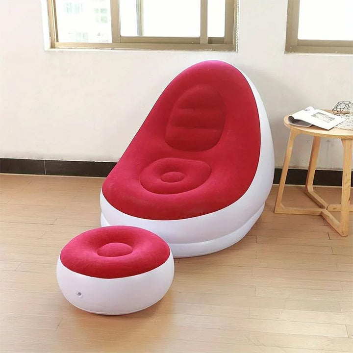 Sofá Inflable con Apoya Pies Puff