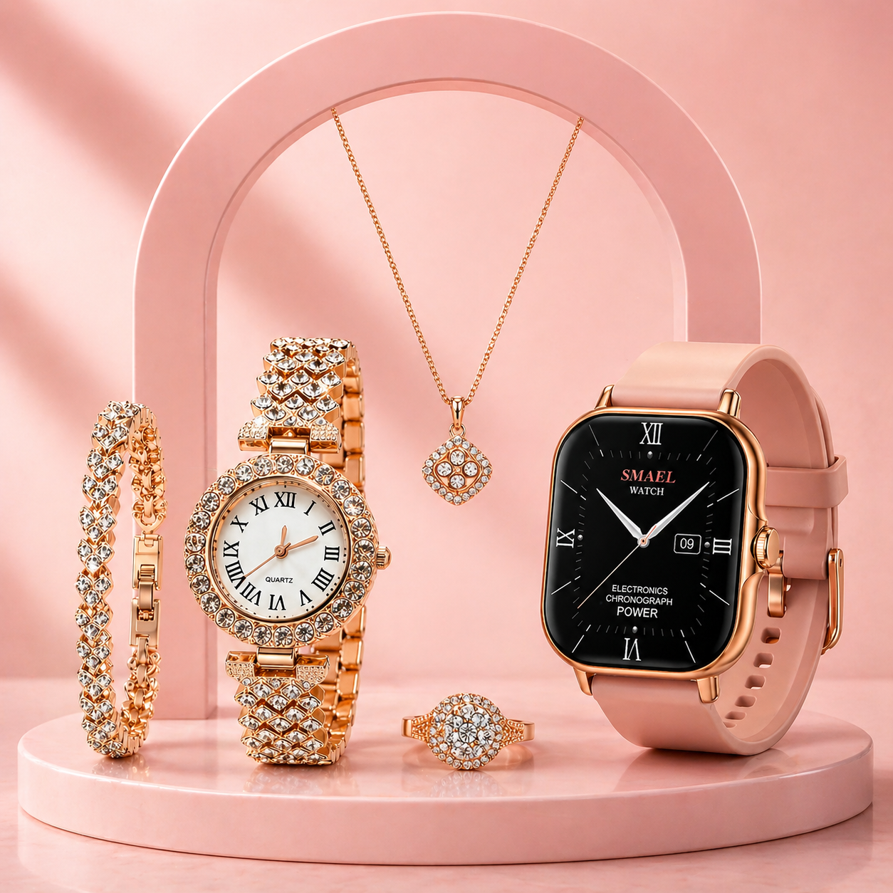 Set de Reloj Mujer + Accesorios Elegante
