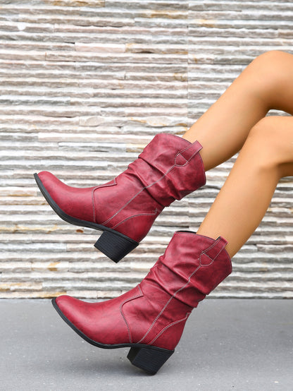 Round-Headed Mid-Barrel Stacking Boots