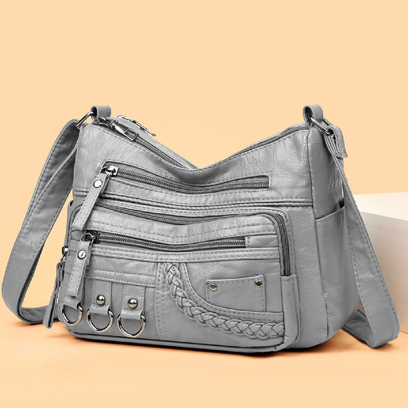 Washed Leather Shoulder Bag