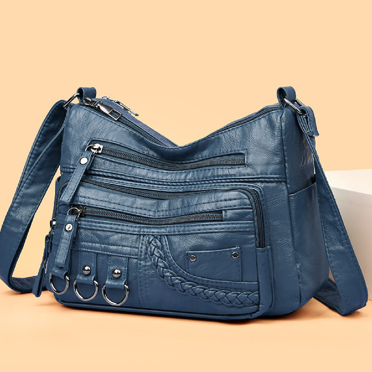 Washed Leather Shoulder Bag